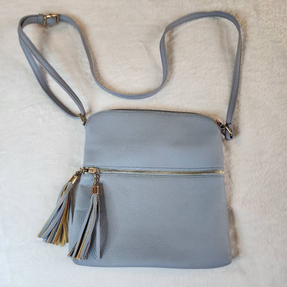 Blue Crossbody Purse with Tassles